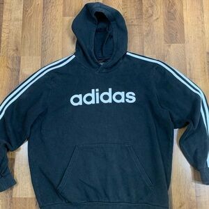 Adidas Men’s XL Hooded Sweatshirt Faded Black Graphic Hoodie